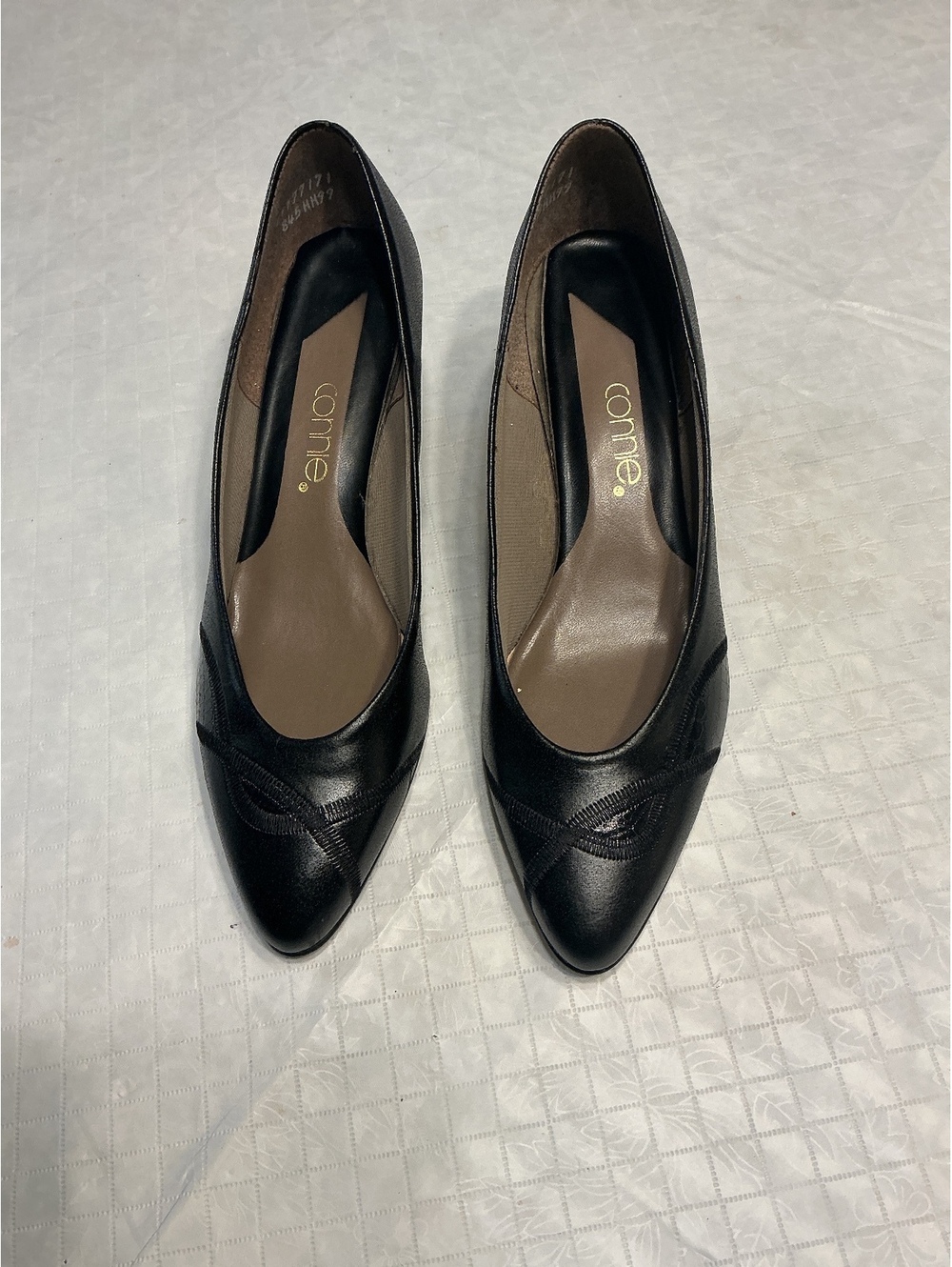 VGE Connie Wedge Heels Pointed Toe Island Black Smooth Union Made 1977-80 Sz 8 N